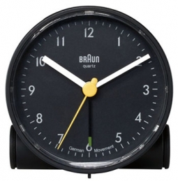 Braun Round Travel Alarm Clock Black