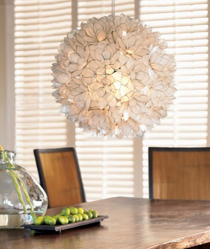 Decorative Warm White Capiz Shell Hanging Pendant Light Chandelier