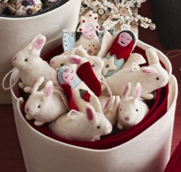 Christmas Felt White Snow Bunny Rabbit Tree Ornaments