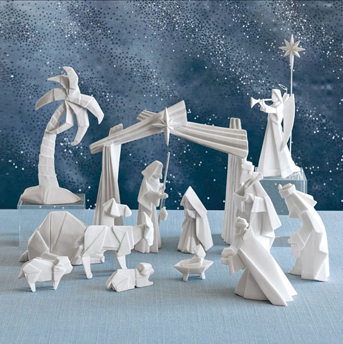 Beautiful Origami Nativity Set with Creche