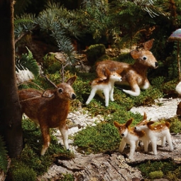 5 x Christmas Tree Deer Family Ornaments