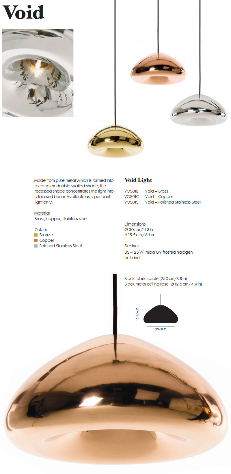 Spectacle Indvending Pigment VOID Light - Copper Pendants - Tom Dixon Pendant Lights: NOVA68.com