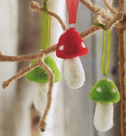 Felt mushroom christmas ornaments