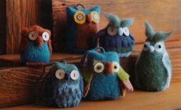 Quirky Little Owls Felt Tree Ornaments Set of 12