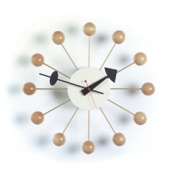 George Nelson Natural Beech Wood Ball Clock from Vitra Wall Clocks