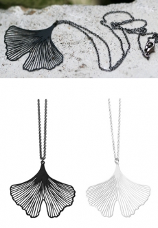 Modernist Ginkgo Pendant Necklace