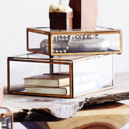 Glass Jewelry Organizer with Gold Frame