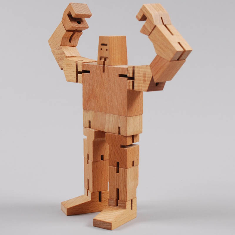 Guthrie Cubebot Wooden Robot Toy with Poseable Limbs 
