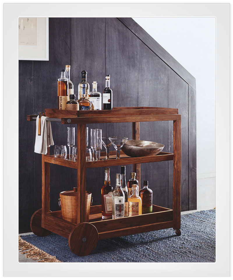 wood bar cart with wine rack