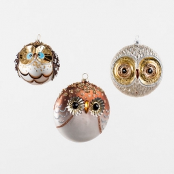 Owl Christmas Ornament: Japanese Owl Ball Christmas Ornaments, Set/3