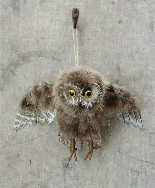 Large Feathered Owl Wall Decor: Owl Decal Decoration