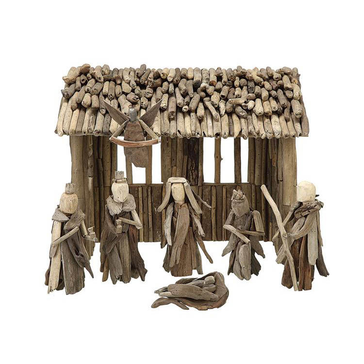 Large Natural Wooden Christmas Manger  NOVA68.com