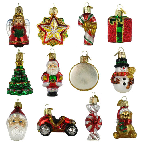 Nostalgic Miniature Glass Christmas Ornament Gift Set, 12 Nostalgic Miniature Glass Christmas Ornament Gift Set, 12