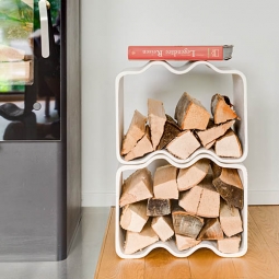 Modern Concrete Fireplace Wood Log Holder