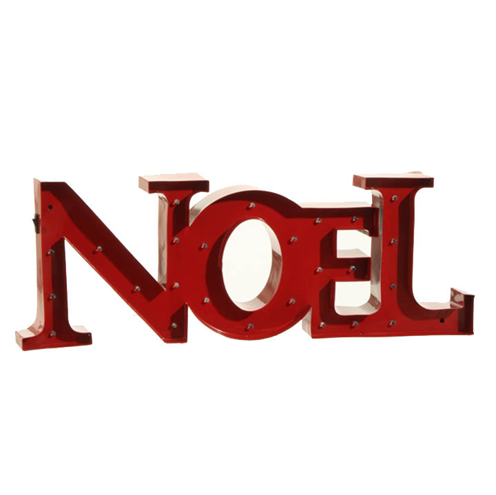 Noel Metal Christmas Sign Decoration with Light, Red: NOVA68.com