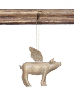 Flying Pig with Wings Tree Ornament