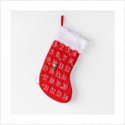 22" Soft Red Christmas Advent Stocking with White Fur Trim