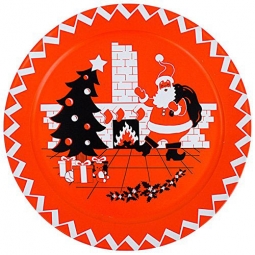 Retro Christmas Decorations: Santa Serving Plate Classic Round Tray