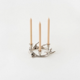 Silver Metal Antler Candelabra Candle Holder - Antler Wreath