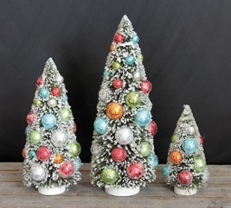 Noel 3-Pc Small Snow-Flocked Tabletop Modern Christmas Tree Set