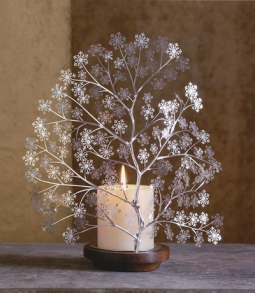 Silver Snowflake Snow Tree Holiday Decoration Candle Holder