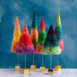 Rainbow Color Burst Trees Holiday Decor, Set/6