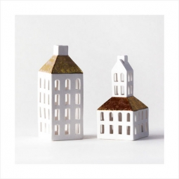 Beautiful White Porcelain Christmas Votives Set of 2