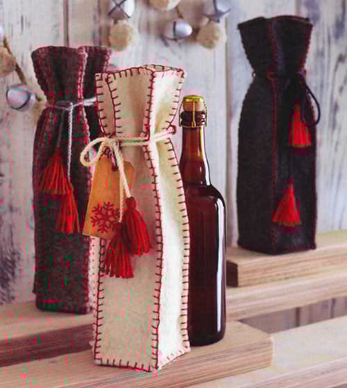 Luxury Wine Gift Bag Felt Wine Gift Bags Set of 12
